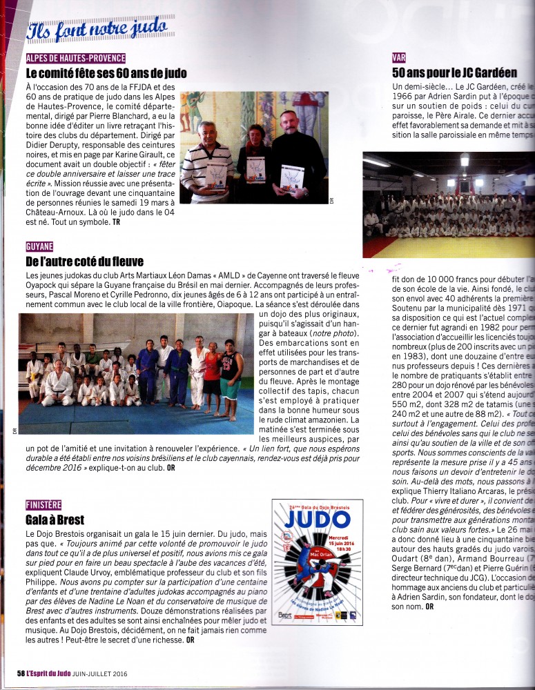 L esprit du judo communique sur le gala du 15 juin 