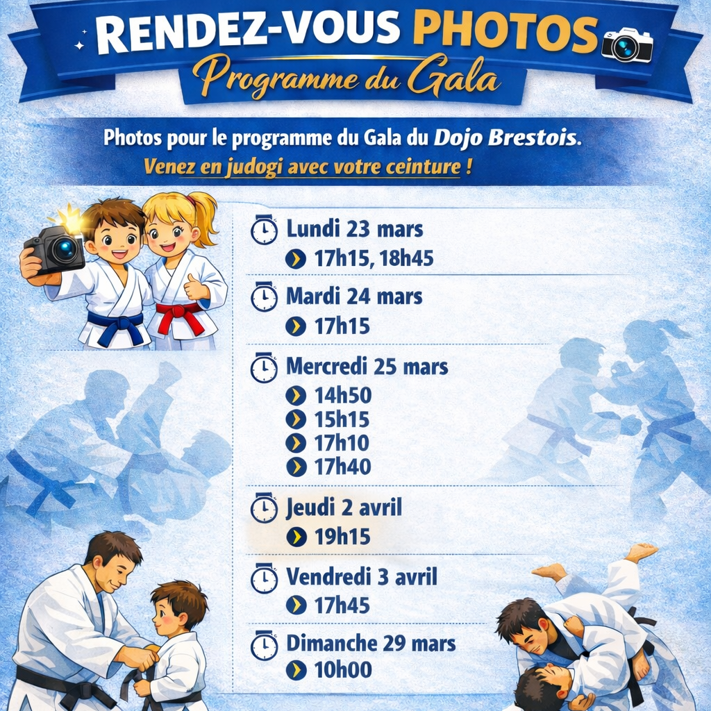 photos pour le programme du 28 ème gala du dojo brestois