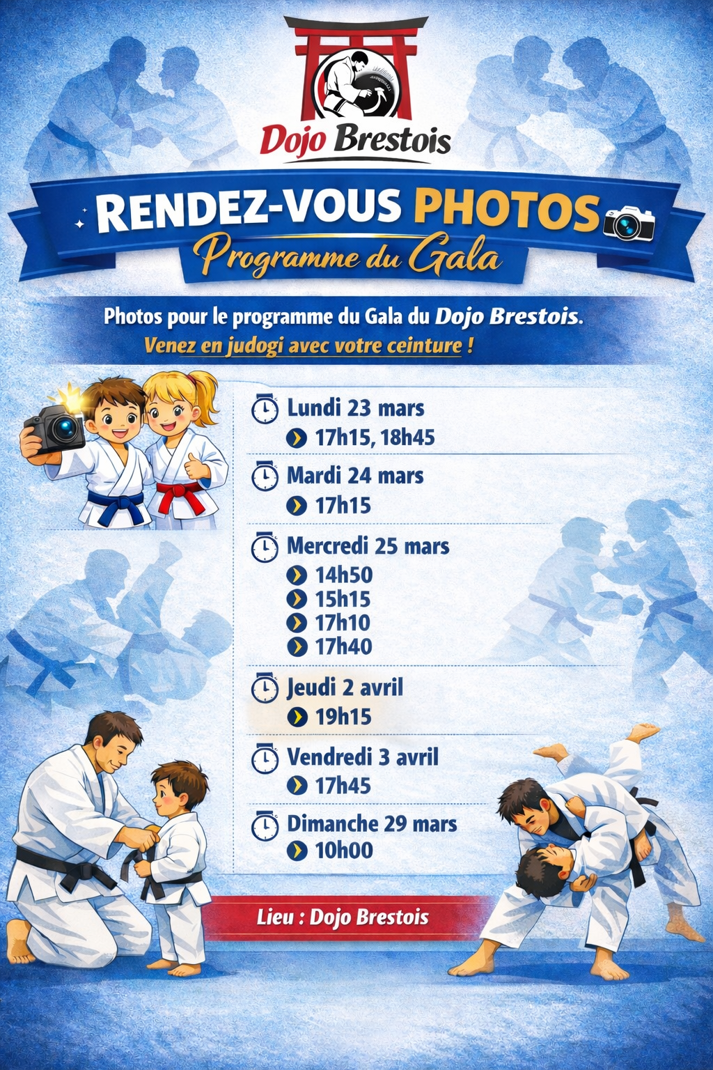 photos pour le programme du 28 ème gala du dojo brestois
